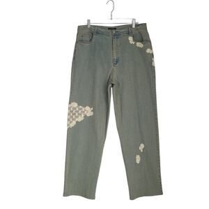 Vintage 90s For Joseph Acid Wash Jeans 18W Straight Leg Lace Applique Cottage